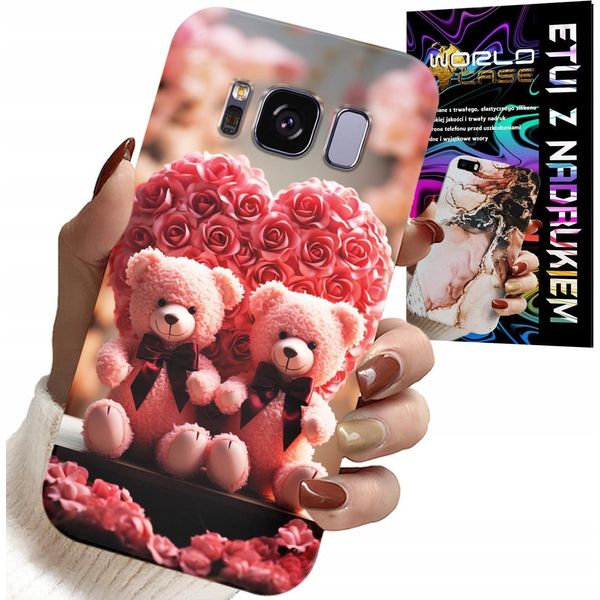Custodia Per Samsung Galaxy S8 - Rosa Orsetto Famiglia Cuore + Lamina-image