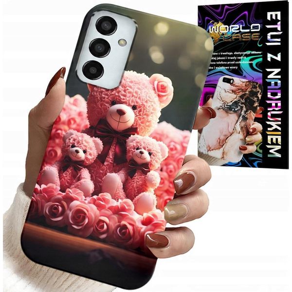 Custodia Per Samsung Galaxy M13 4G - Orsacchiotto Rosa Regalo Di Famiglia + Lamina-image