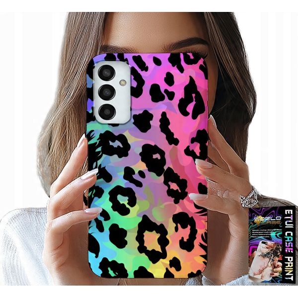 Custodia Per Samsung Galaxy M13 4G - Vetro Posteriore Colorato Con Stampa Leopardo Arcobaleno-image