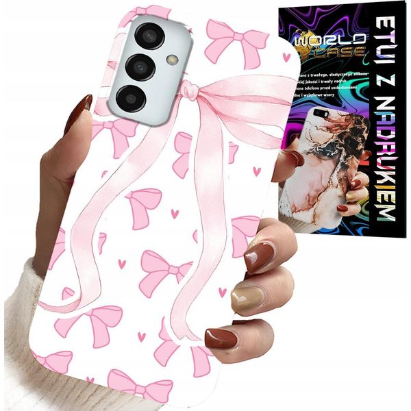 Custodia Per Samsung Galaxy M23 - Custodia Con Nastri Rosa E Disegni Di Moda-image