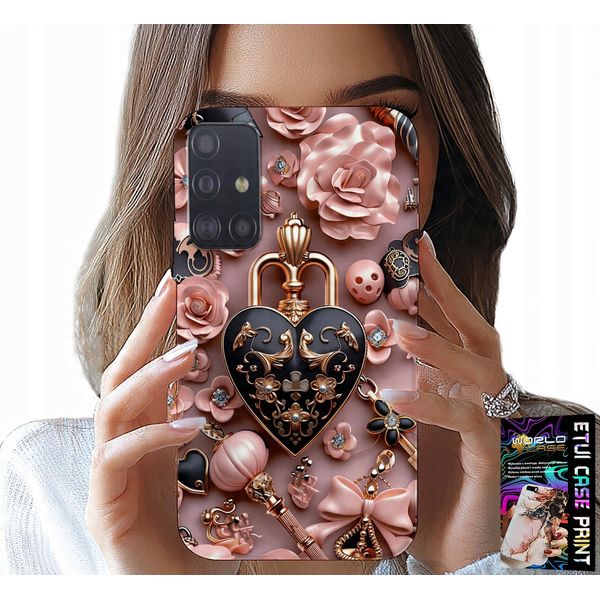Custodia Per Samsung Galaxy A71 - Design Femminile Custodia Con Cuore A Lucchetto + Vetro-image