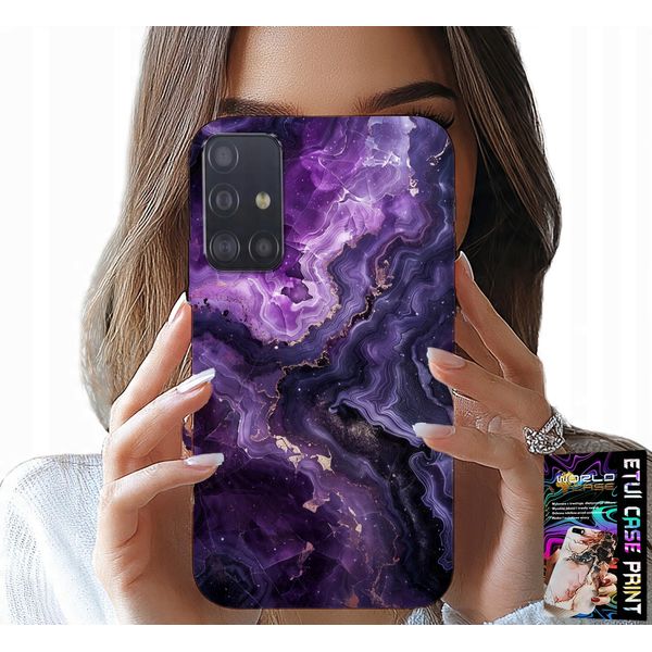 Custodia Per Samsung Galaxy A71 - Viola Marmo Moda Donna + Vetro-image