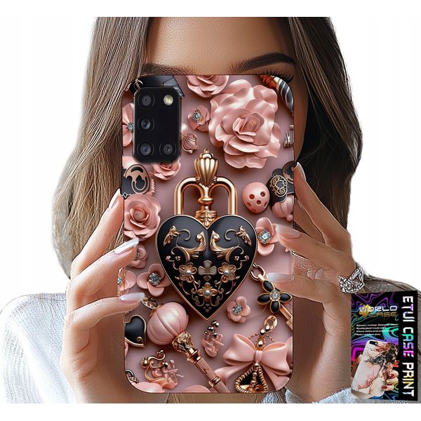 Custodia Per Samsung Galaxy A31 - Design Femminile Custodia A Cuore Con Lucchetto + Vetro-image