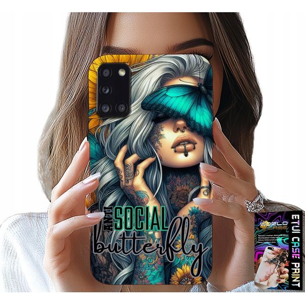 Custodia Per Samsung Galaxy A31 - Anti Social, Butterfly, Butterfly, Femminile-image