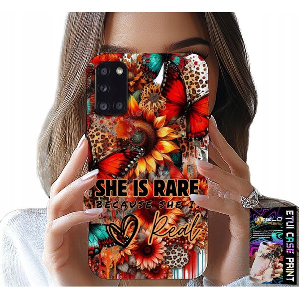 Custodia Per Samsung Galaxy A31 - Lei È Rara, Girasoli, Fiori, Farfalle-image
