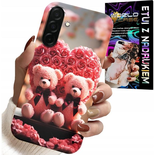 Custodia Per Samsung Galaxy A56 5G - Rosa Orsetto Famiglia Cuore + Vetro-image