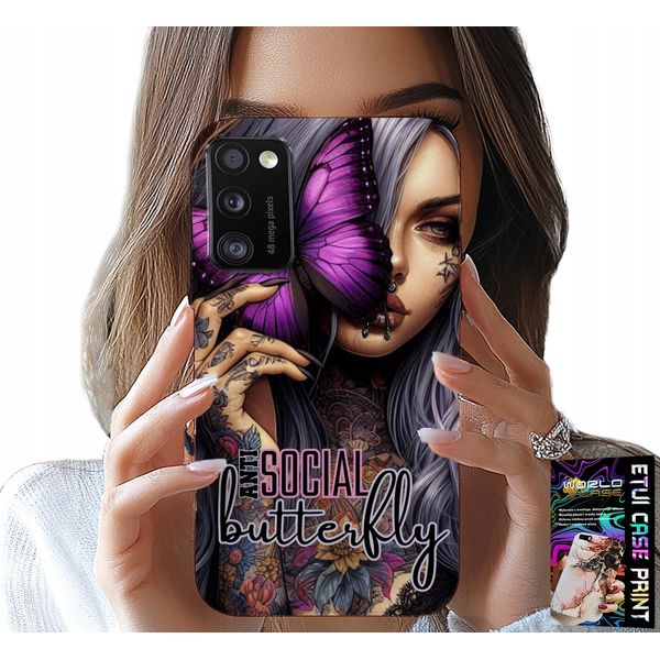 Custodia Per Samsung Galaxy A41 - Anti Social Butterfly Pink Butterfly + Vetro-image