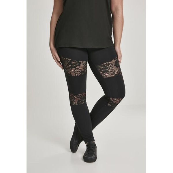 DáMské Leginy Urban Classics Ladies Laces Inset Leggings Nero - L-image