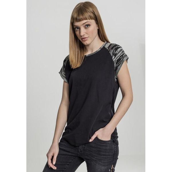 Urban Classics Donna - Top A Contrasto Raglan Schwarz - L-image