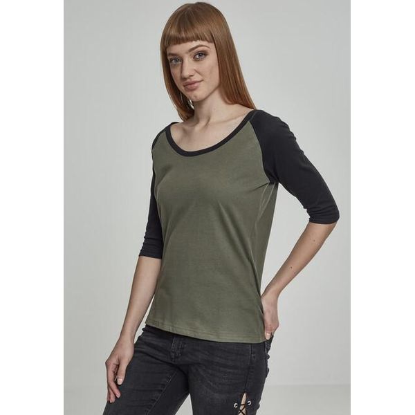 Urban Classics Donna 3/4 Raglan A Contrasto Oliva/Nero - 5XL-image