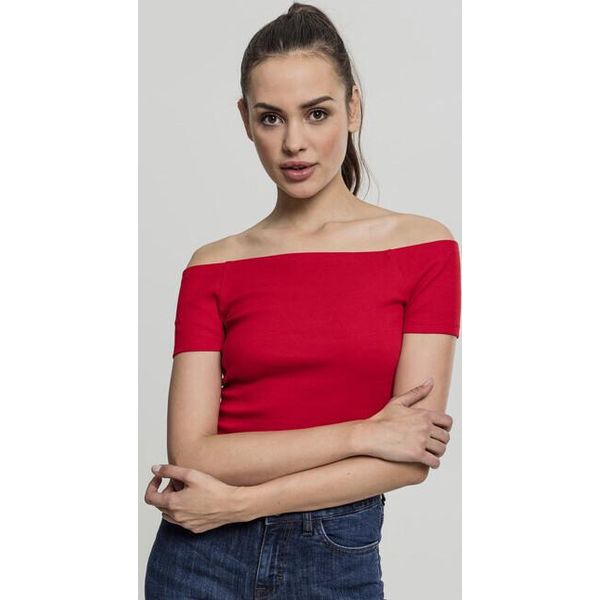 DáMské TričKo Urban Classics Ladies Off Shoulder Rib Tee Rosso Fuoco - M-image