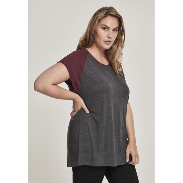 Urban Classics - Donna - Raglan Tee A Contrasto Antracite/Rossetto - S-image