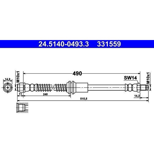 Ate 24.5140-0493.3 - Oe A 204 420 07 48 Tubo Freno Per Classe Glk (X204)-image