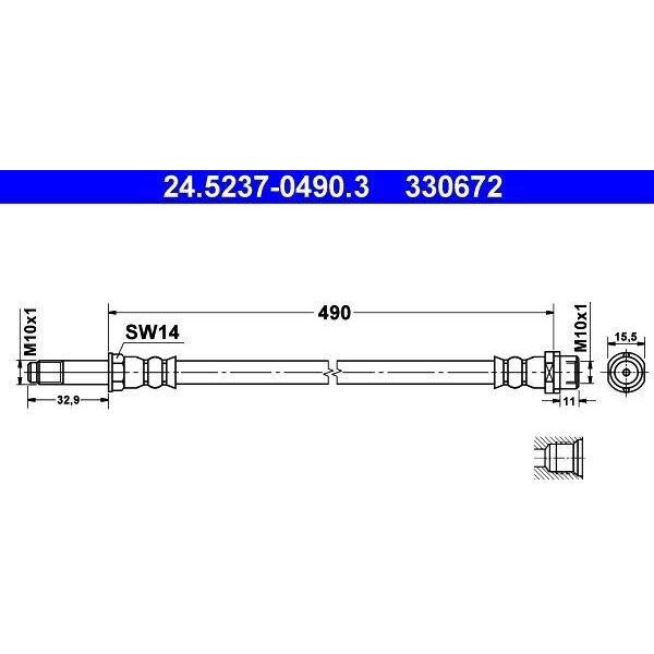Ate 24.5237-0490.3 - Oe 901 428 91 35 Tubo Freno Per Sprinter (W903), Sprinter (W904), Sprinter (W909)-image