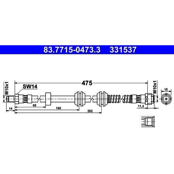 Ate 83.7715-0473.3 - Oe 166 420 04 48 Tubo Freno Per Classe Gl (X166), Gle (W166), Gle (C292), Gls (X166), Classe M (W166)-image