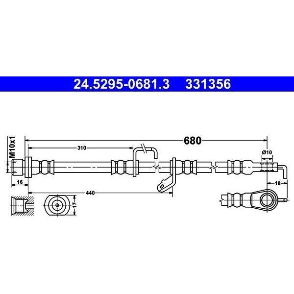 Ate 24.5295-0681.3 - Oe 90947 02F49 Tubo Freno Per Rav 4 Iii (A3), Rav 4 Iv (A4)-image