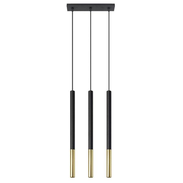 Lampada A Sospensione Mozaica 3L Nero/Oro 3Xg9 8W Acciaio 90X5X30Cm Sollux Lighting-image
