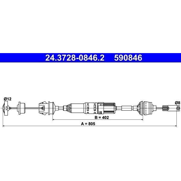 Ate 24.3728-0846.2 - Cavo Frizione Oe 2150 W3 Per 406-image