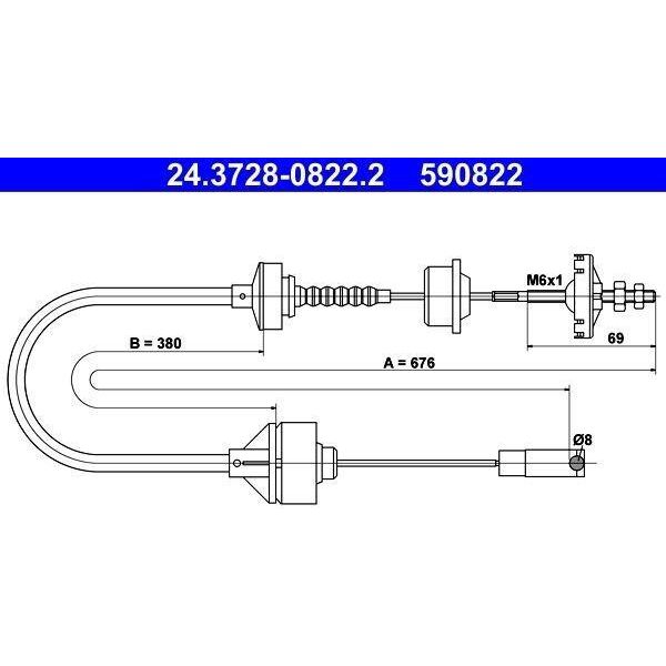 Ate 24.3728-0822.2 - Cavo Frizione Oe 2150 H1 Per 306-image
