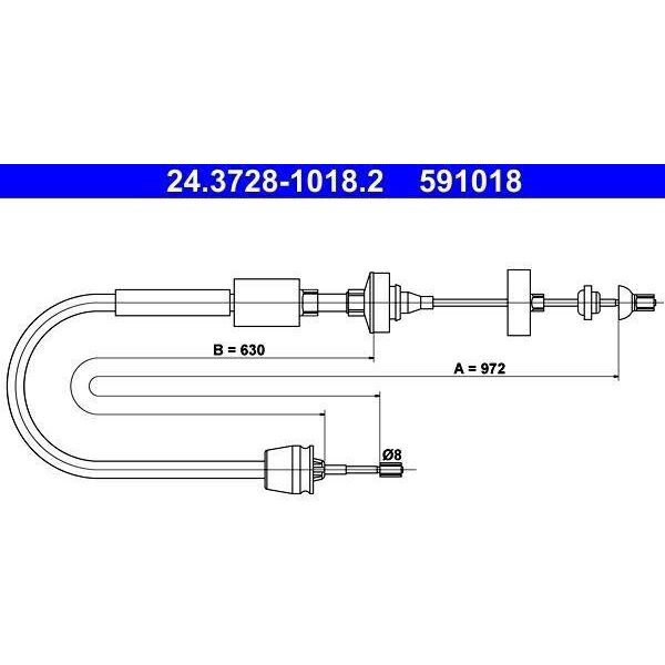Ate 24.3728-1018.2 - Oe 77 00 843 206 Kupplungsseil FüR Megane I, Megane Scenic-image
