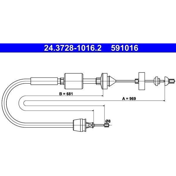 Ate 24.3728-1016.2 - Oe 30670 00QAC Cavo Frizione Per Kangoo (Kc), Kangoo (Fc)-image