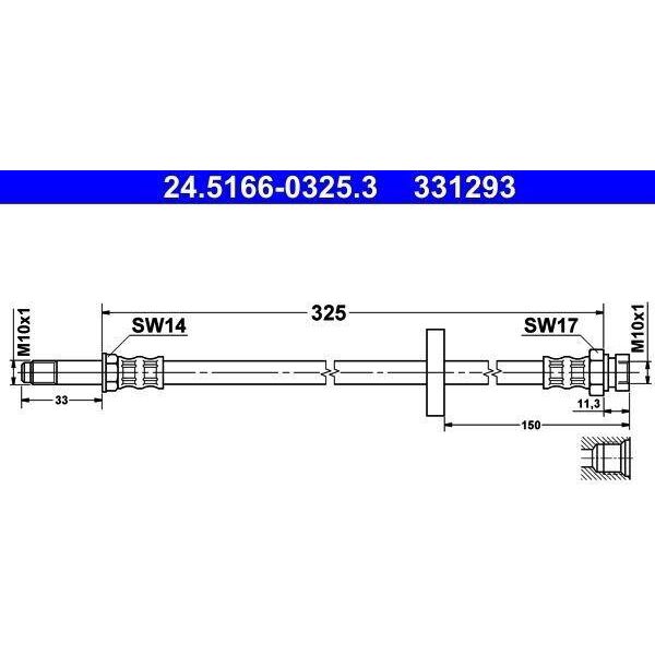 Ate 24.5166-0325.3 - Tubo Freno Oe 6U0 611 701 A Per Felicia (6U), Caddy Ii (9K)-image