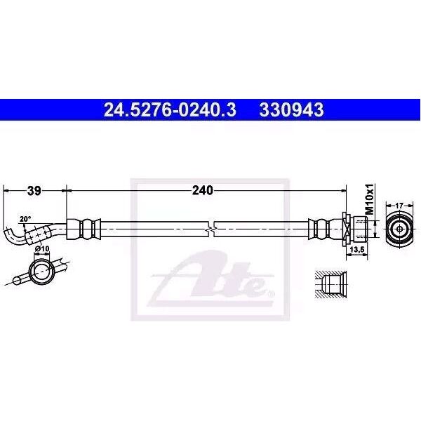 Ate 24.5276-0240.3 - Tubo Freno Oe 90947 02E85 Per Avensis (T25)-image