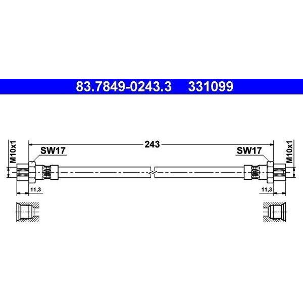 Ate 83.7849-0243.3 - Tubo Freno Oe 1Q0 611 775 A Per Yeti (5L), Eos (1F), Scirocco-image