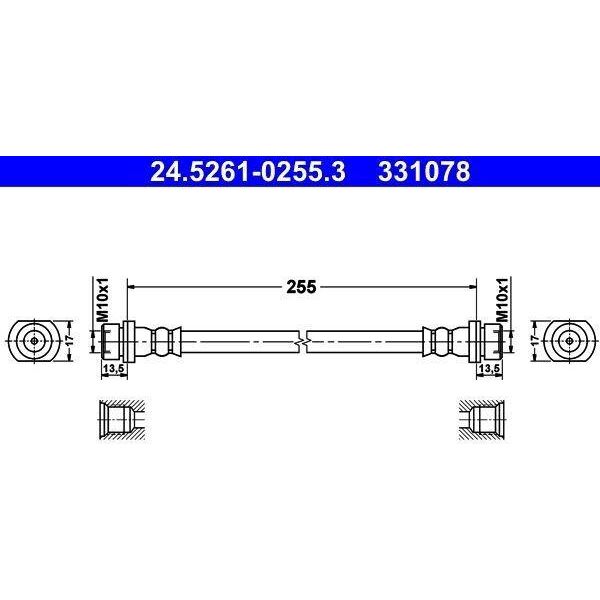 Ate 24.5261-0255.3 - Tubo Freno Oe 90947 W2009 Per Yaris (P9)-image
