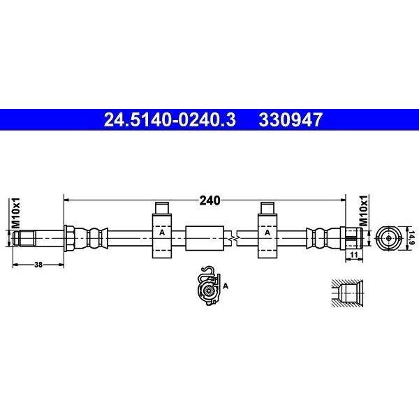 Ate 24.5140-0240.3 - Oe 7H8 611 776 Tubo Freno Per T5-image