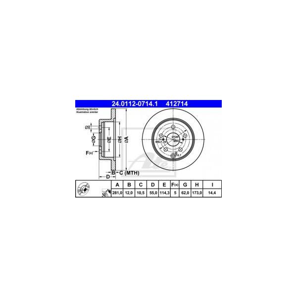 Ate 24.0112-0714.1 - Oe 42431 42060 Disco Freno Per Rav 4 Iii (A3), Rav 4 Iv (A4)-image