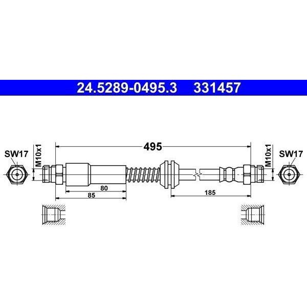 Ate 24.5289-0495.3 - Tubo Freno Oe 2K0 611 775 P Per Caddy Iii (2C, 2K)-image