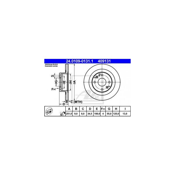 Ate 24.0109-0131.1 - Oe B530 26 251A Disco Freno Per MX-3 (Ec), MX-5 I (Na), MX-5 Ii (Nb)-image
