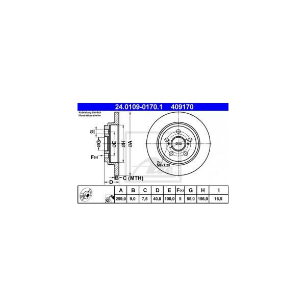 Ate 24.0109-0170.1 - Oe 42431 52150 Disco Freno Per Urban Cruiser (P1)-image