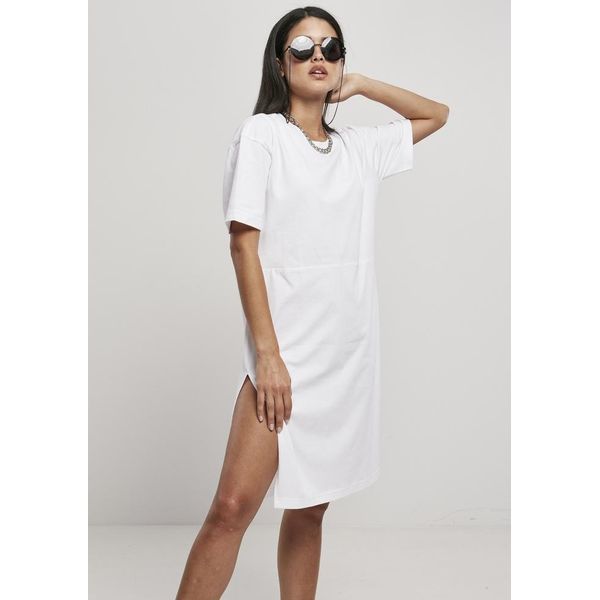 Urban Classics Damen Kleid Ladies Organic Oversized Slit Tee Dress Bianco-M-image