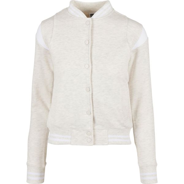 Felpa Da Donna Urban Classics Ladies Inset College Sweat Jacket Grigio Chiaro/Bianco - 4XL-image