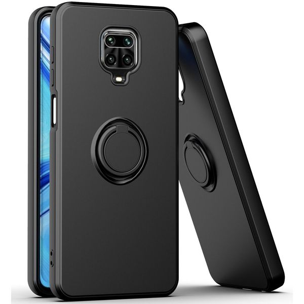 Redmi Note 9 Pro Case, Con Supporto Ad Anello E Stand, Resistente Ai Graffi, Custodia In Silicone Morbido Per Xiaomi Redmi Note 9S/9 Pro/9 Pro Max Nero-image