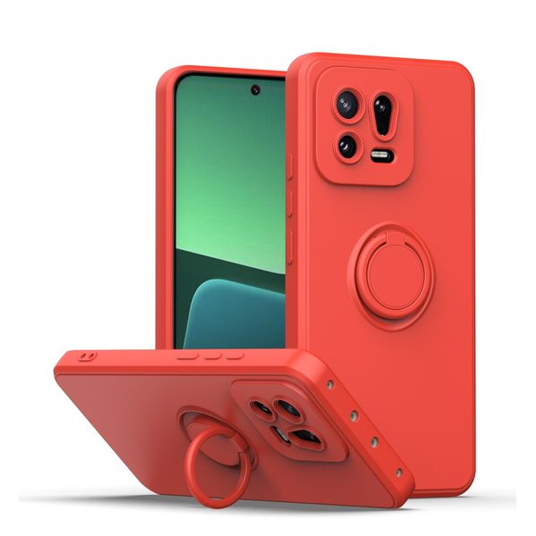 Custodia Xiaomi 13, Con Supporto Ad Anello E Supporto, Resistente Ai Graffi, Custodia In Silicone Morbido Per Xiaomi 13 Rosso-image