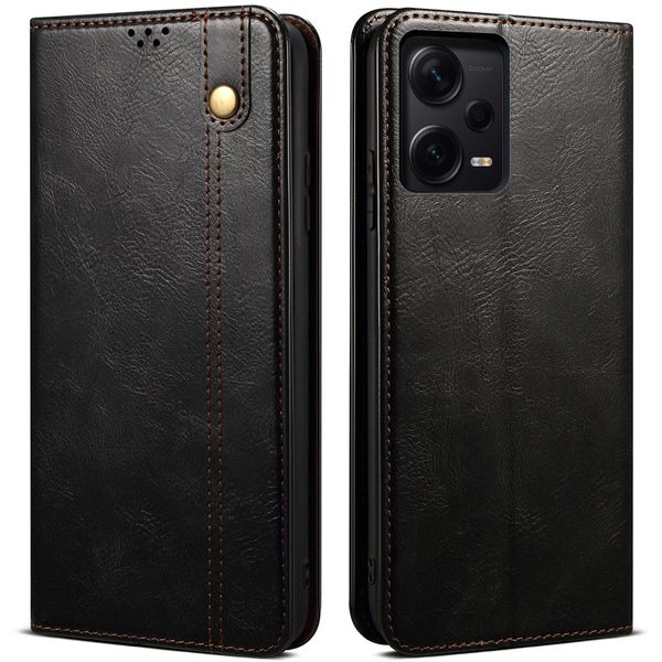 Custodia Per Xiaomi Redmi Note 12 Pro 5G, Custodia In Pelle Flip Wallet Con Funzione Stand Nero-image