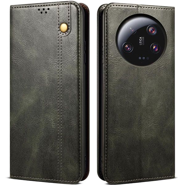 Custodia Per Xiaomi 13 Ultra, Custodia In Pelle Flip Wallet Con Funzione Stand Verde-image