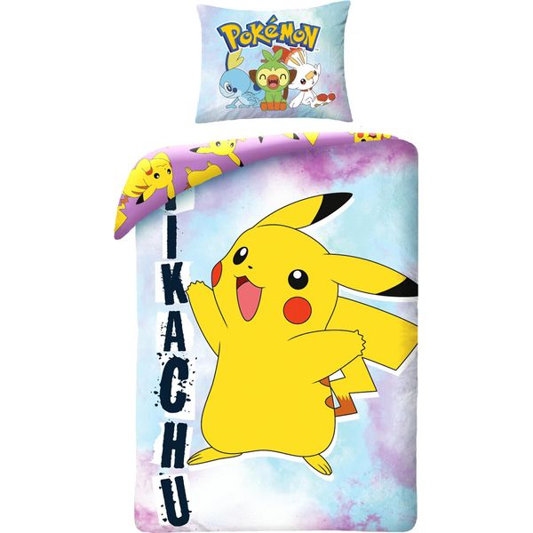 Halantex Lino Incluso PokéMon Pikachu Smile Cotone, 140/200, 70/90 Cm-image