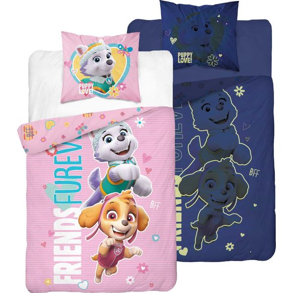 Biancheria Da Letto 160X200 In Cotone Con Effetto "Glow In The Dark"" Paw Patrol Paw P"-image