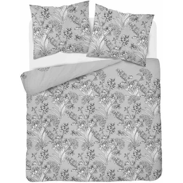 Biancheria Da Letto In Raso 160X200 Grigio Fiori 4601 A Home Satin 64-image