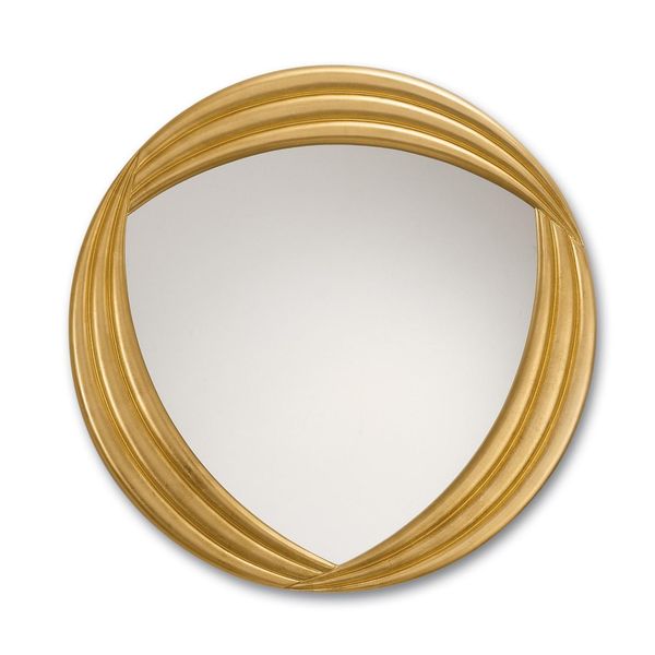 Mo.Wa Specchio Da Parete Specchio Rotondo Foglia Oro Fatto A Mano Ø 80 Cm Specchio Decorativo Rotondo Con Cornice In Legno Placcato Oro Specchio Da Corridoio Specchio Bagno Camera Da Letto-image