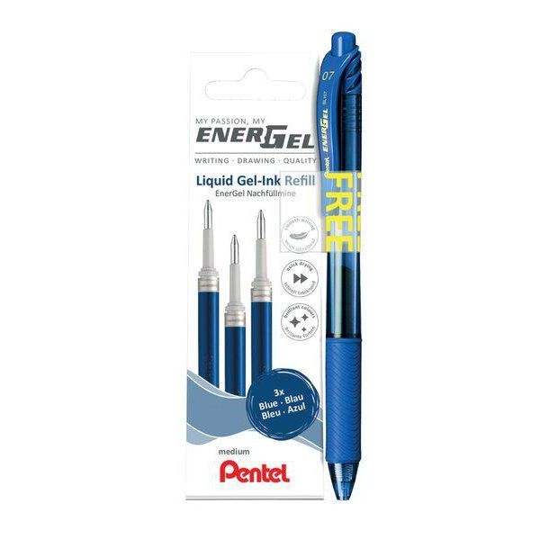 Pentel LR7-3C-PROMO Ricarica Roller In Gel Liquido LR7, Confezione Promo, Blu-image