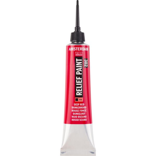 Tubo Di Vernice A Rilievo Amsterdam 20 Ml Rosso Scuro 302-image