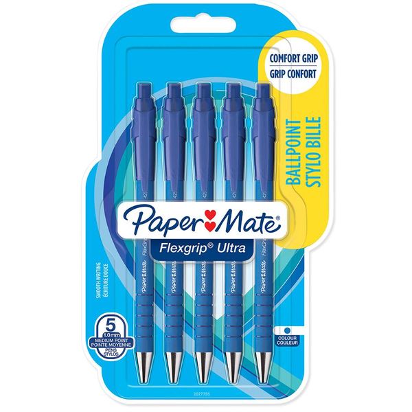 Papermate S0188116 Paper Mate Kugelschreiber Flexgrip Ultra Rt M 5Xbl. Blau-image