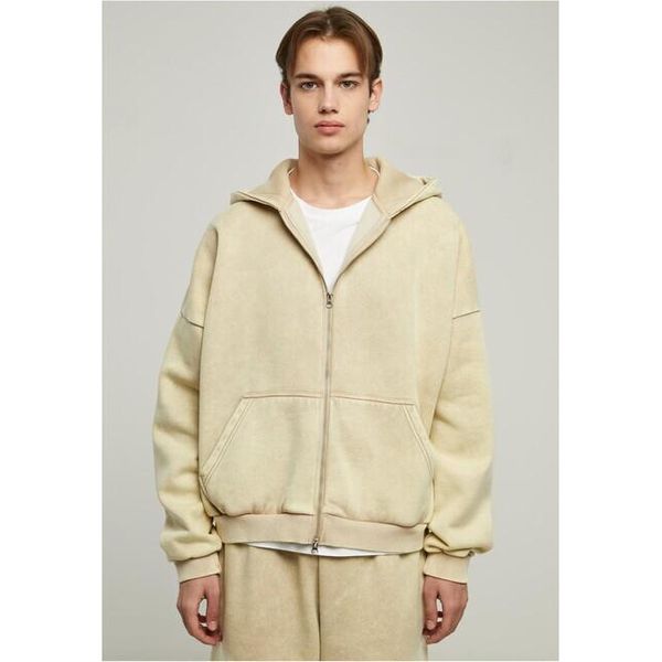 Felpa Con Cappuccio Urban Classics Uomo Heavy Sand Washed 90'S Zip Hoody Unionbeige - Xxl-image