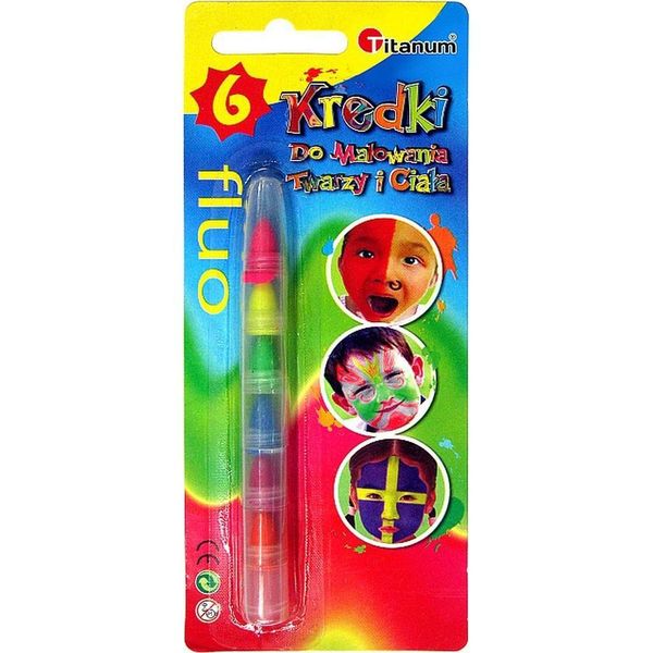 Matite Segmentate Per La Pittura Del Viso 6 Colori Fluo Titanum-image