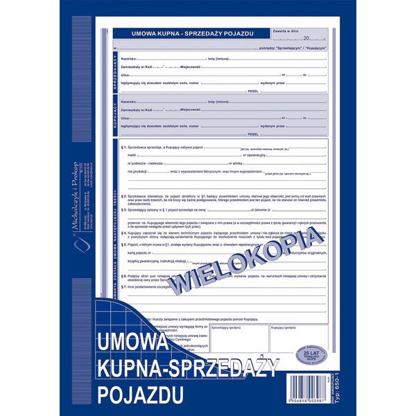 Contratto Di Acquisto Di Un Veicolo A Motore, Blocco Di Moduli A4, Set Di Contratti Da 40 Pagine-image
